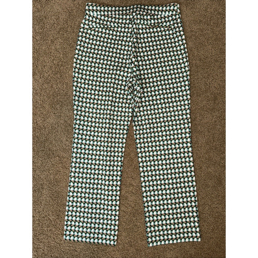 On 34th Women's M Pull On Stretch Ankle Pants Multi Geometric Retro Colorful EUC - Picture 8 of 10